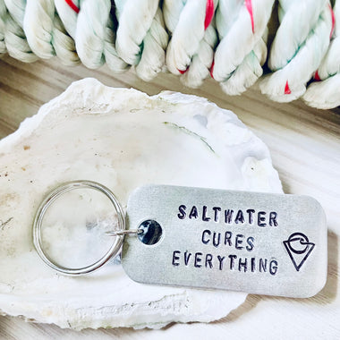 saltwater cures everything keychain