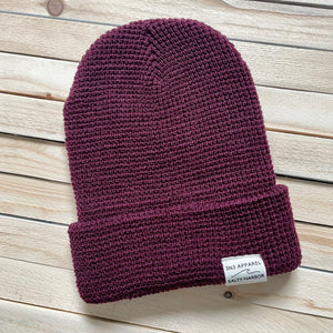 Maroon Waffle Knit Logo Beanie