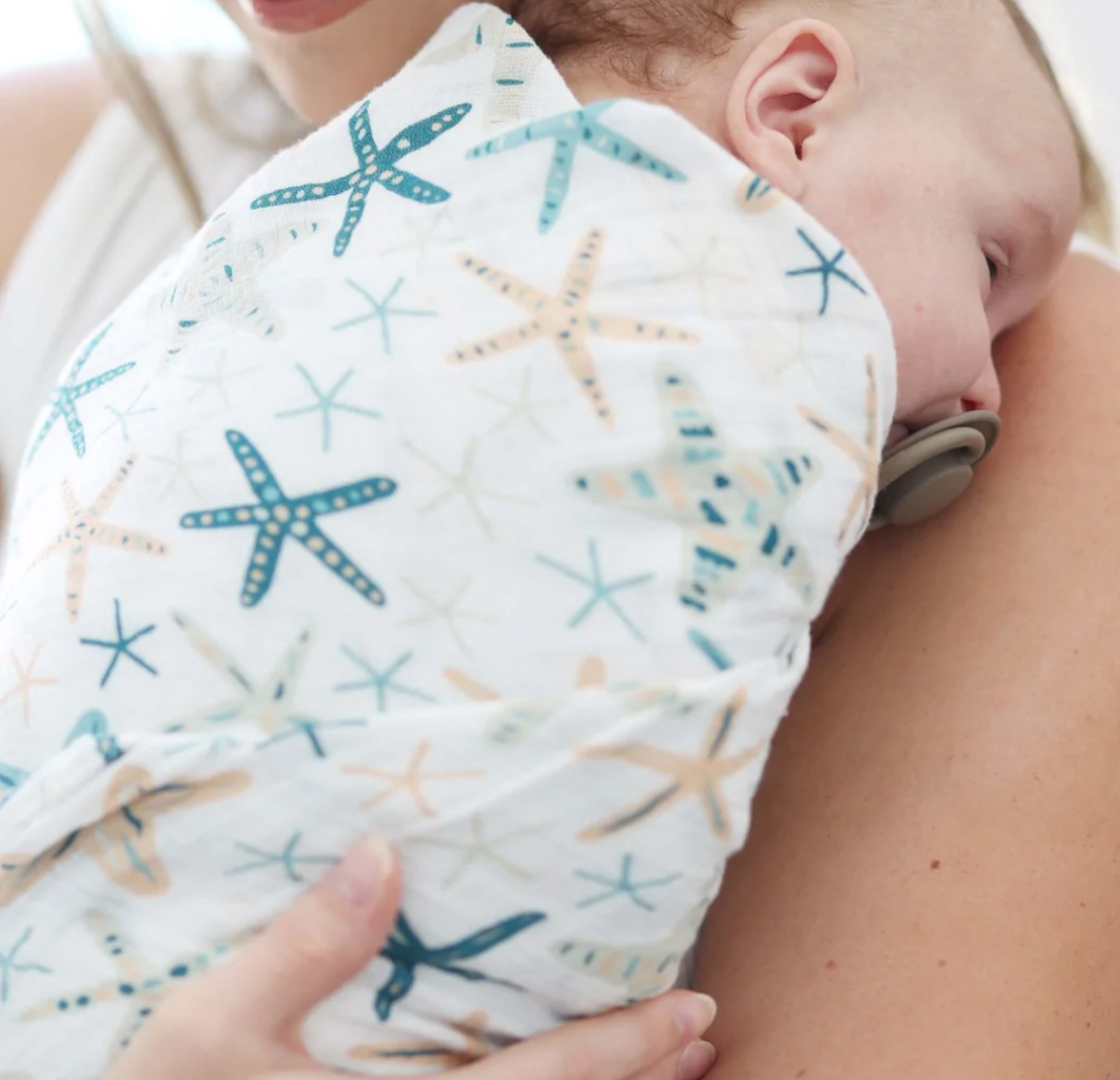 Muslin Swaddle Starfish Blanket