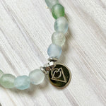 Blue-Green Swirl Glass Saltwater Charm Bracelet