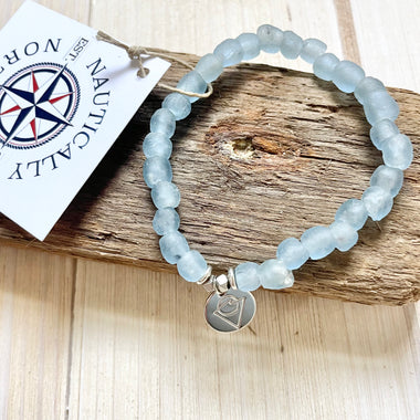 Blue Glass Saltwater Charm Bracelet